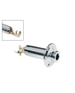 Eindknop jack, solderen 6,3mm female jack, chroom, vaste jack plaat