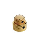 Double dome knob, metal, gold, 14x11 + 19x10mm, with set screws allen type, shaft size 3,0 + 6,0