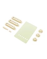 Fender Genuine Replacement Part strat accessory kit contains pot knobs switch tip backplate pickup covers aged white 