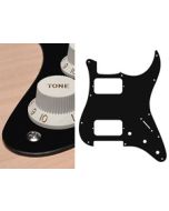 Pickguard Strat, 1 ply, black mat, HH, 3 pot holes, 3-5 switch