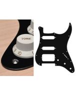 Pickguard Strat, 1 ply, black mat, SSH, 3 pot holes, 3-5 switch
