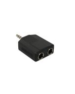 Verloop plug, 2 x 6,3 jack female stereo, 3,5mm jack male stereo
