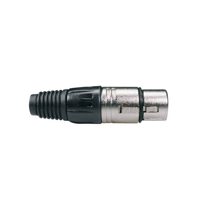 XLR plug, female, 3-polig, nikkel, zwarte kabel huls