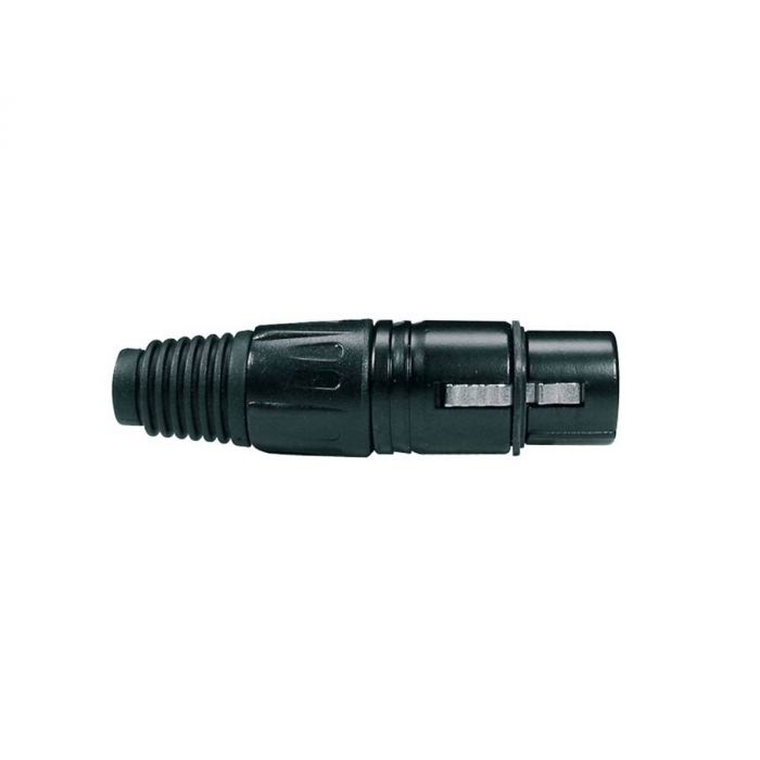 XLR plug, female, 3-polig, zwart, zwarte kabel huls
