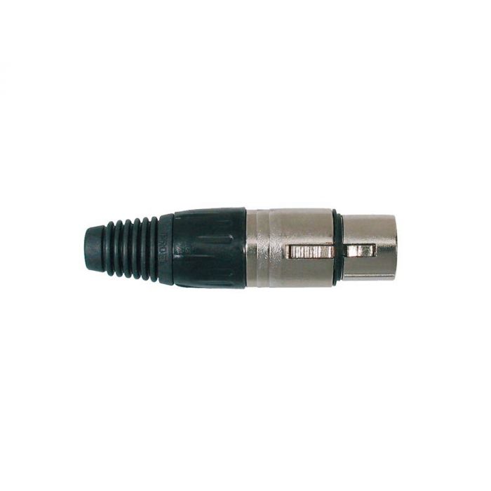 XLR plug, female, 5-polig, nikkel, zwarte kabel huls