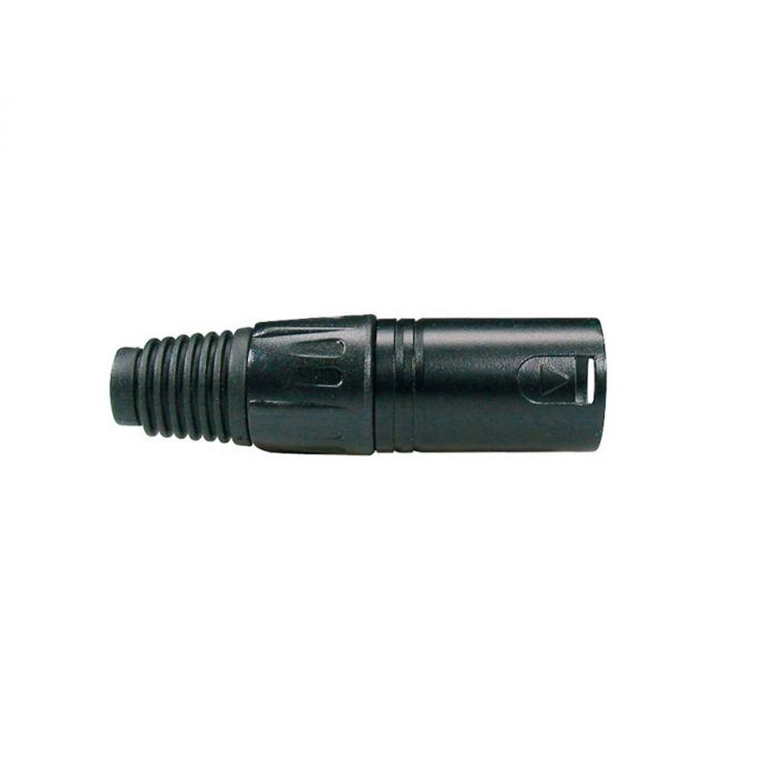 XLR plug, male, 3-polig, zwart, zwarte kabel huls