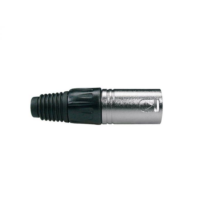 XLR plug, male, 5-polig, nikkel, zwarte kabel huls