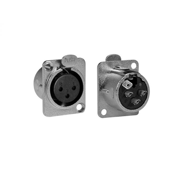 XLR chassis conn, female, 3-polig, nikkel, 19 x 24mm