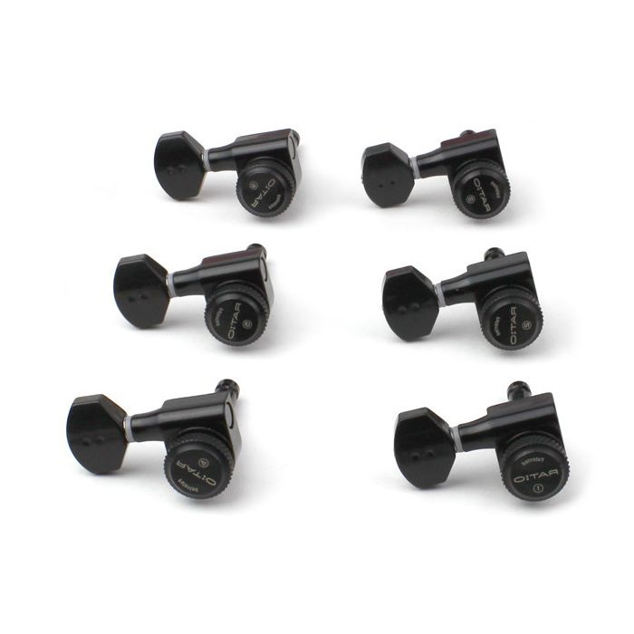 Graph Tech PRL-8721-LB0 Ratio Electric Locking Machine Heads with Mini Contemporary Button - 6-in-Line