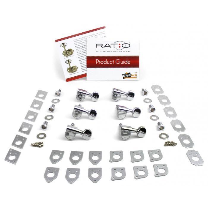 Graph Tech PRN-2731-C0 Ratio Electric Guitar Machine Heads with Classic Button - 6-in-Line