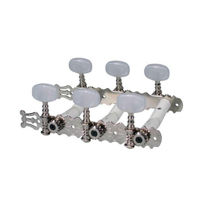 Stemmechanieken voor klassieke gitaar, nylon as, 70mm, nikkel, parelmoer knoppen