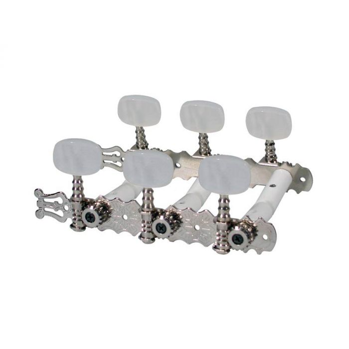 Stemmechanieken voor klassieke gitaar, nylon as, 70mm, nikkel, parelmoer knoppen