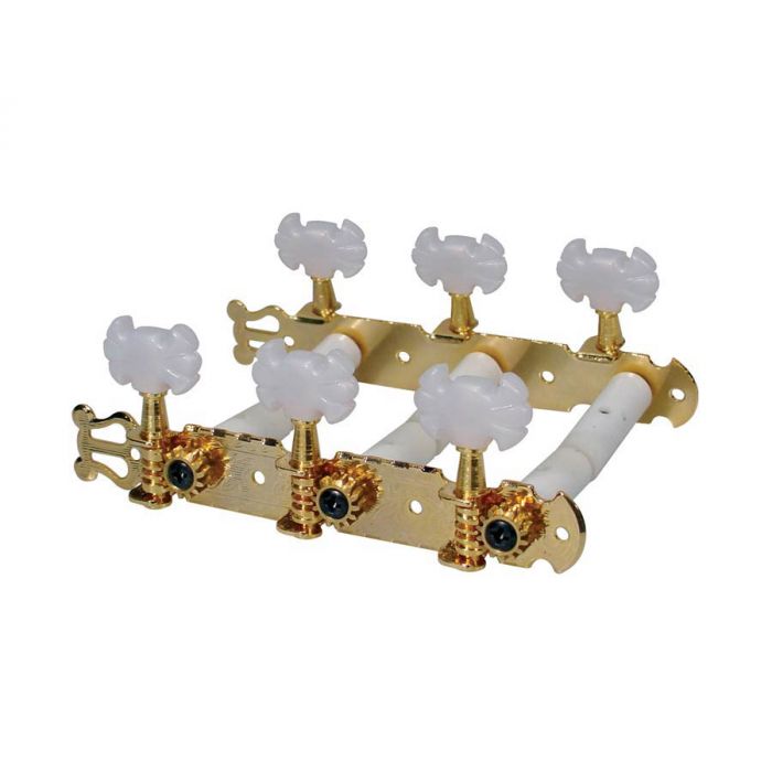 Stemmechanieken voor klassieke gitaar, nylon as, 70mm, goud, vlindermodel knoppen