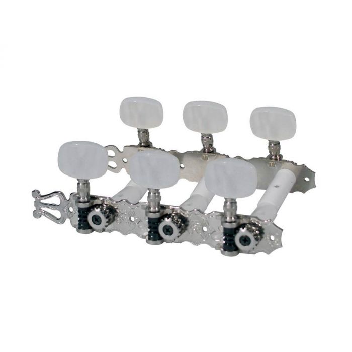 Stemmechanieken voor klassieke gitaar, nylon as, 70mm, nikkel, parelmoer knoppen type3