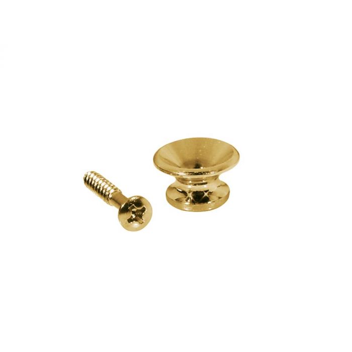 Straplocks, metaal, goud, met schroef, v-model, diameter 13mm, 2-pack