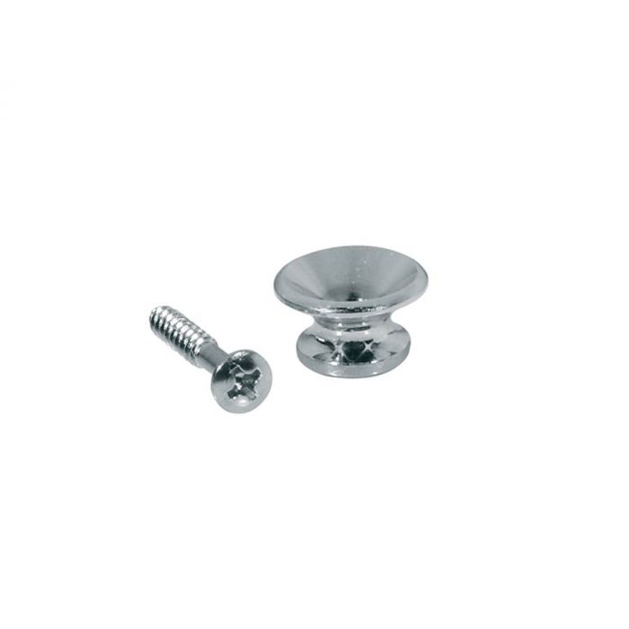 Straplocks, metaal, chroom, met schroef, v-model, diameter 14mm, 2-pack