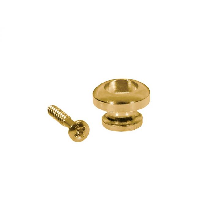 Straplocks, metaal, goud, met schroef, rond model, diameter 14mm, 2-pack