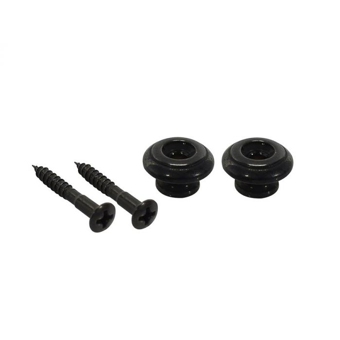 Straplocks, metaal, zwart, met schroef, v-model, diameter 15mm, 2-pack