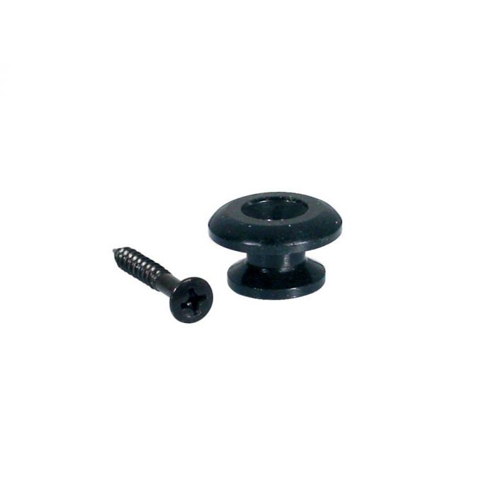 Straplocks, metaal, zwart, met schroef, rond model, diameter 17mm, 2-pack
