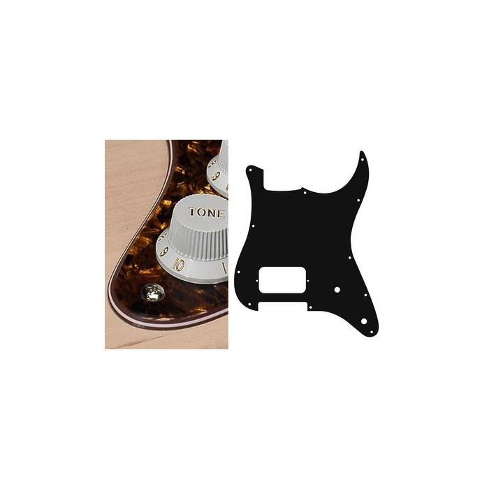 Pickguard, Strat, 4 ply, tortoise brown pearl, H, 2 pot holes