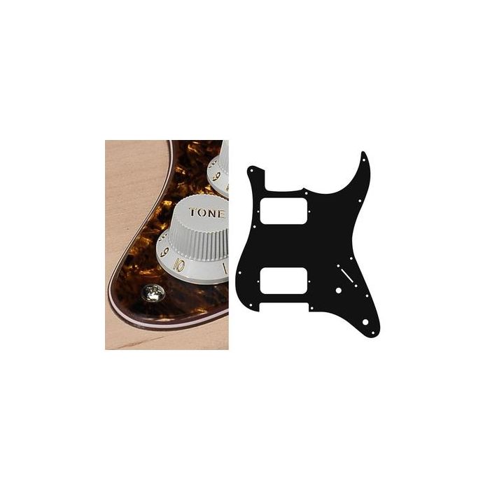 Pickguard, Strat, 4 ply, tortoise brown pearl, HH, 2 pot holes, 3-5 switch