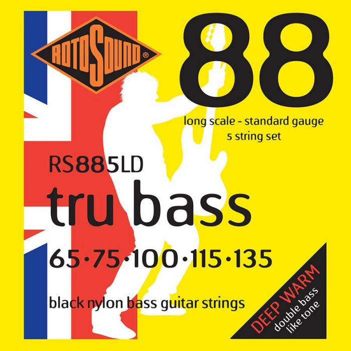Rotosound Tru Bass 88 string set electric bass 5 black nylon flatwound 65-135