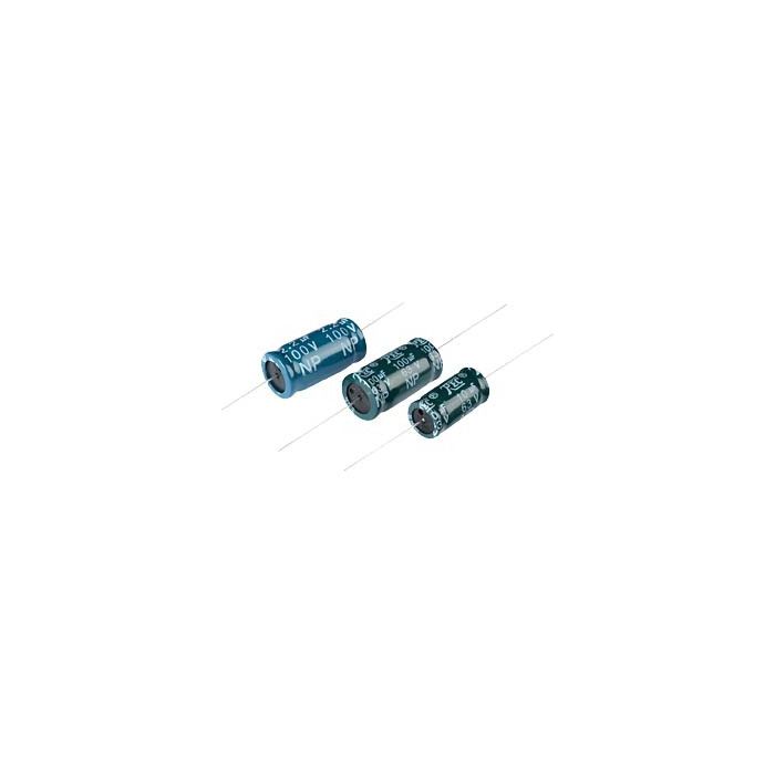 Tone frequ. electrolytic capacitor, axial, 10uf 100v