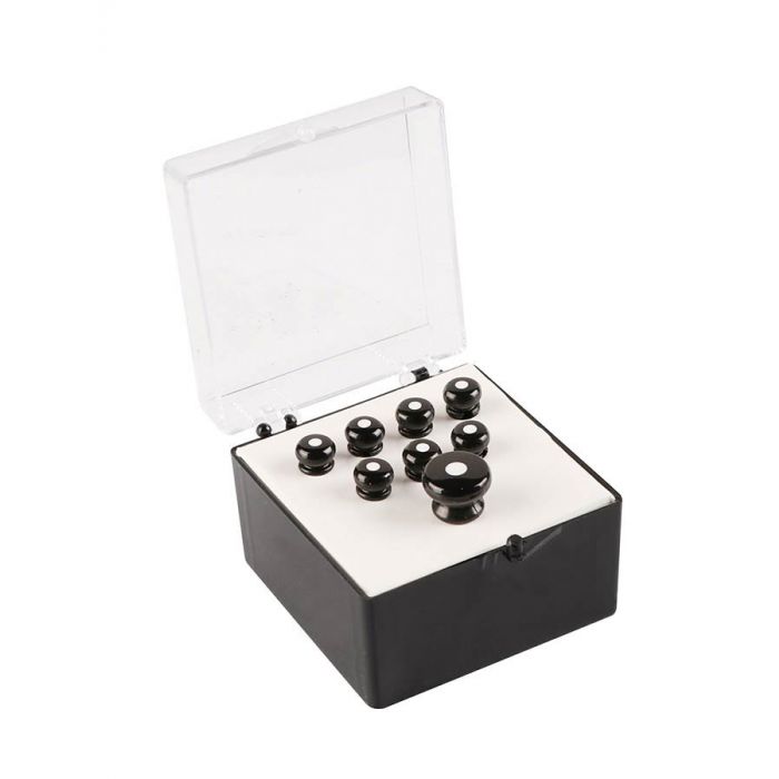 Martin pin set (7 bridge pins plus 1 end pin) black plastic with white inlay