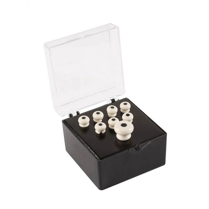 Martin pin set (7 bridge pins plus 1 end pin) white plastic with black inlay
