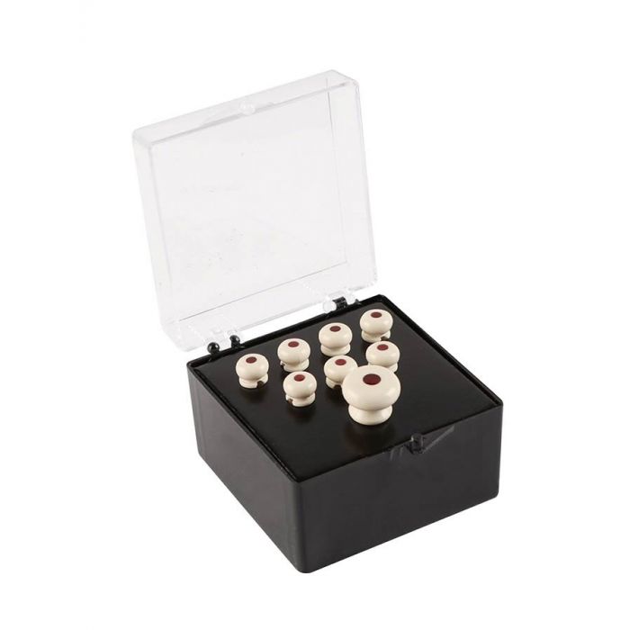 Martin pin set (7 bridge pins plus 1 end pin) white plastic with tortoise inlay