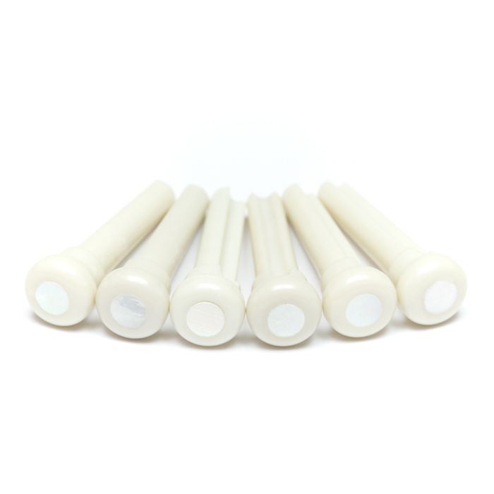 Graph Tech TUSQ PP-1044-00 - Presentation Style Bridge Pins - White - with Mother of Pearl Inlay