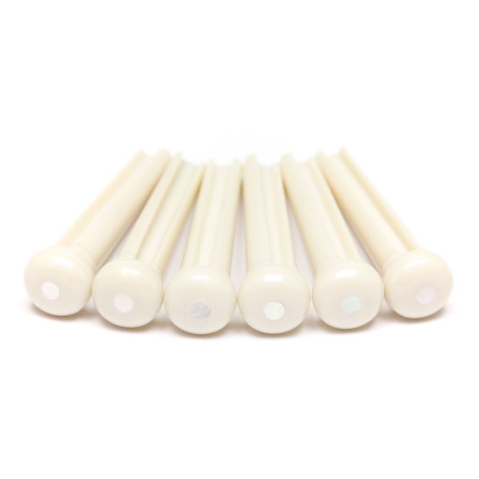 Graph Tech TUSQ PP-1142-00 - Traditional Style Bridge Pins - White - with Mother of Pearl Inlay