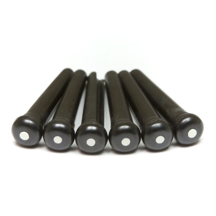 Graph Tech TUSQ PP-2122-00 - Traditional Style Bridge Pins - Black - with White Inlay
