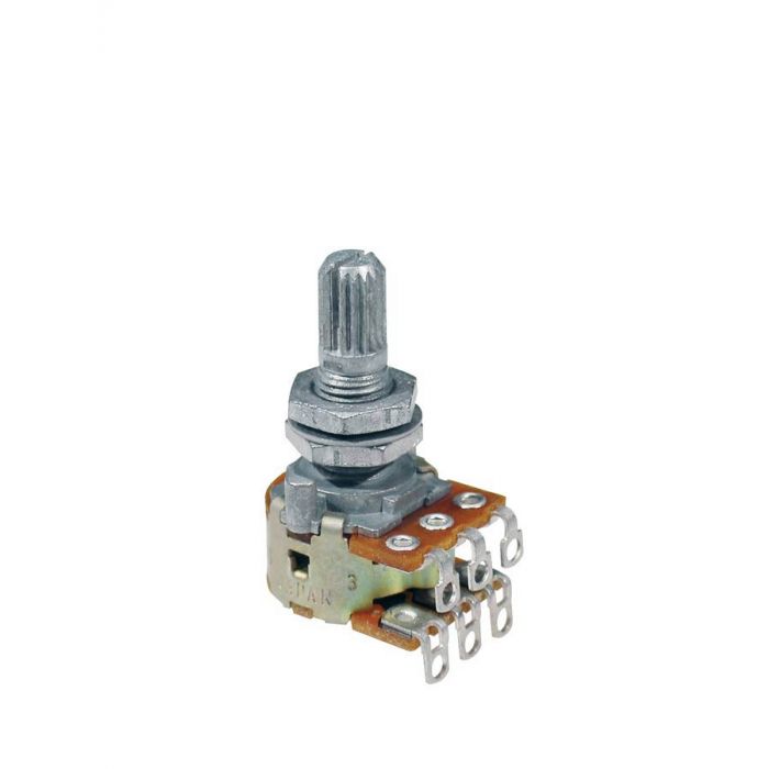 ALPS 2x500K blender potmeter, 10mm. bushing, M7x0,75 thread, blends 2 sources, made in Japan