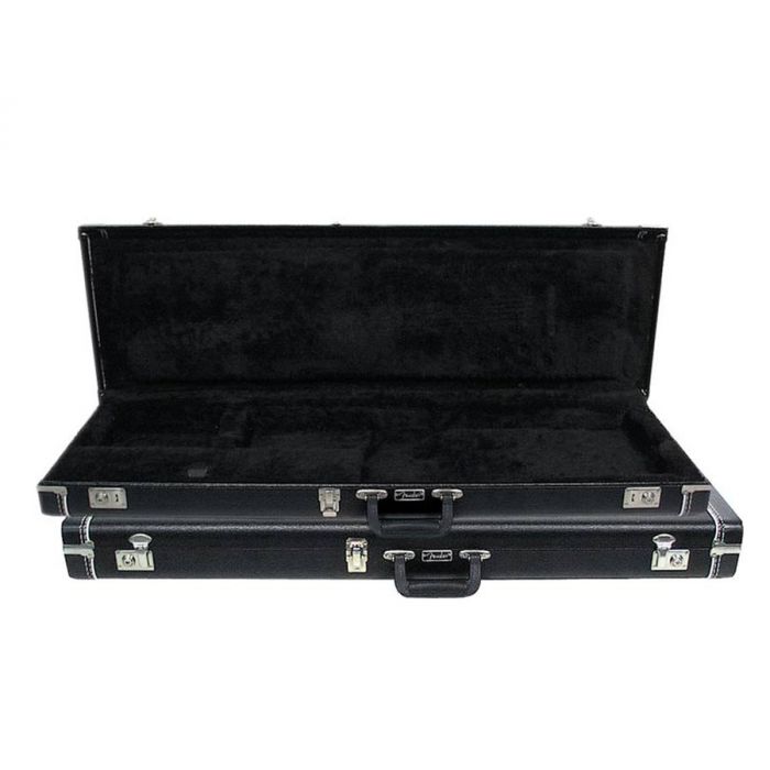 Fender deluxe case for Mustang/Jag-stang/Cyclone leather handle and ends black tolex & black interior 