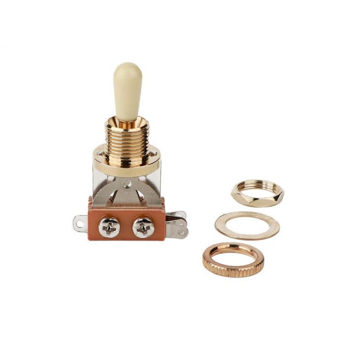 Toggle switch 3-way, open, gold lacquer, ivory cap