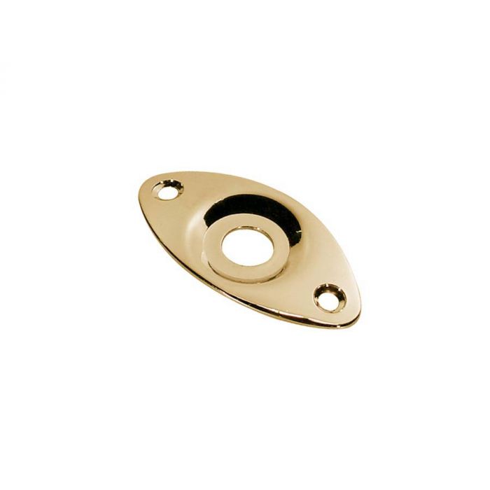 Jack plate, football shape, recessed hole, gold, slanted metal