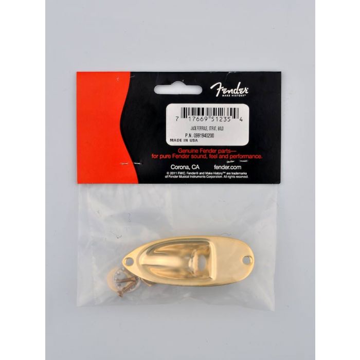 Fender Genuine Replacement Part Stratocaster recessed jack ferrule plate gold 