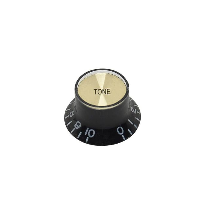 Bell knob SG model, for inch type pot shaft, black with gold cap, tone