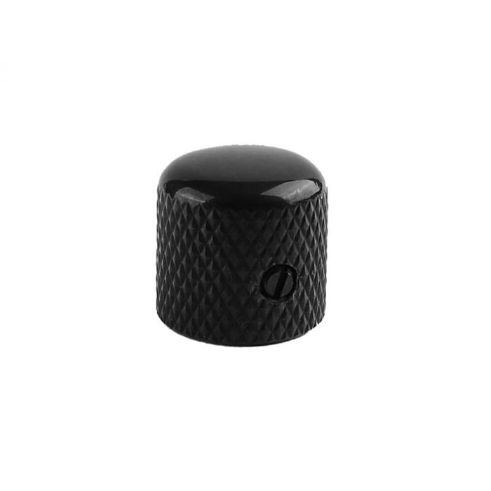 Dome knob, metal, black, diam 19,0mmx19,0mm, with set screw, shaft size 6,1mm
