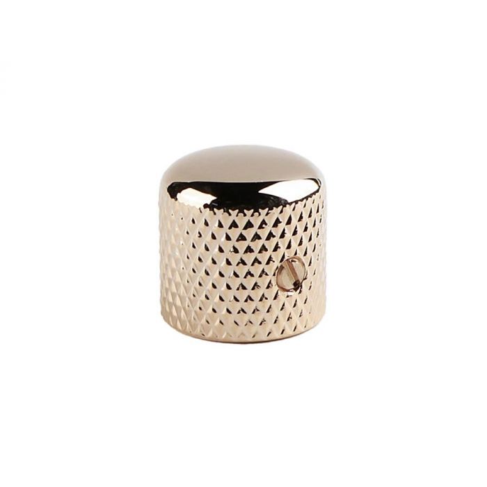 Dome knob, metal, gold, diam 19,0mmx19,0mm, with set screw, shaft size 6,1mm