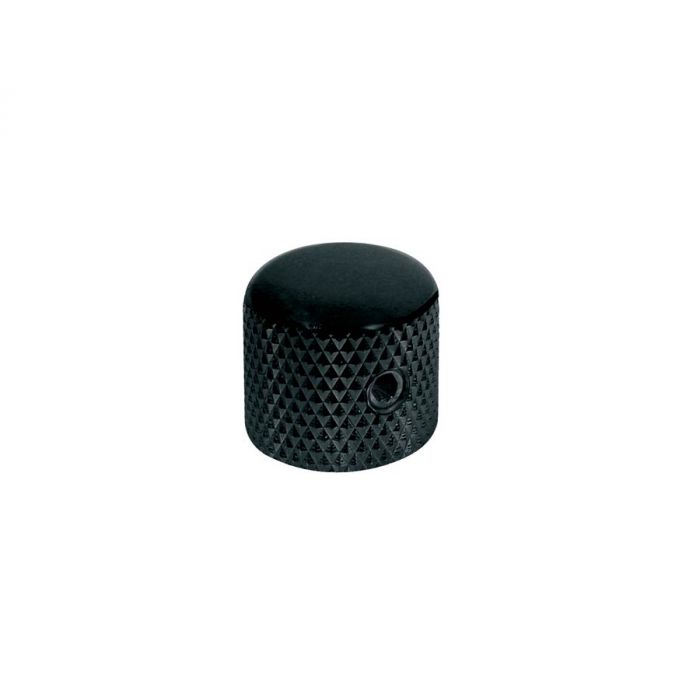 Dome knob, metal, black, diam 15,0mmx15,0mm, with set screw allen type, shaft size 6,1mm