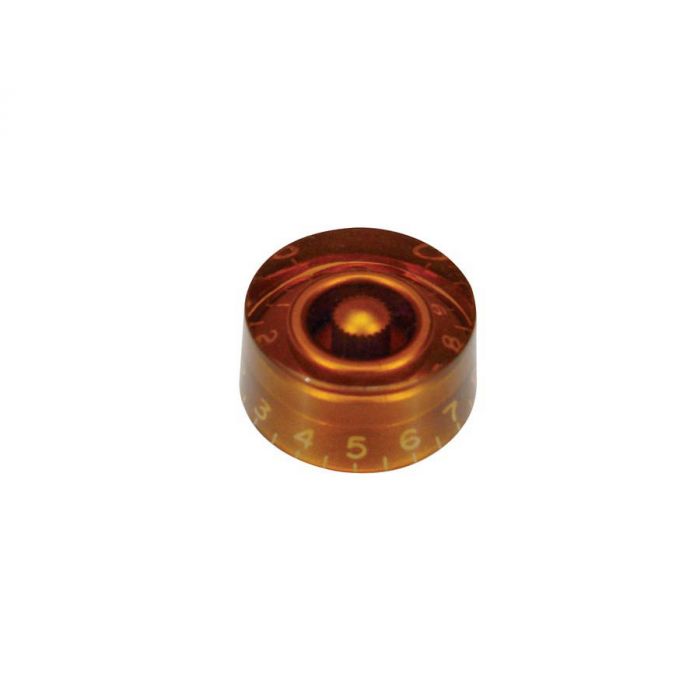 Speed knob (hatbox), transparent amber, for inch type pot shaft