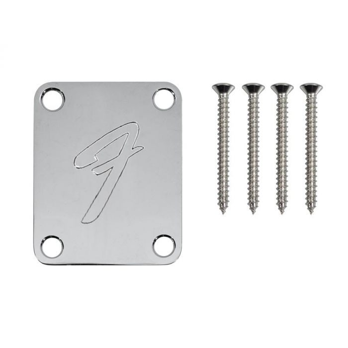 Fender Genuine Replacement Part neck plate American Vintage '70s for guitar and bass 'F-logo' chrome