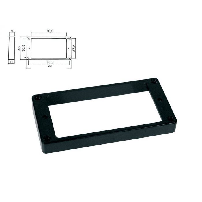 Pickup ring, humbucker, plastic, black, height: 9,0-11,0mm, high, flat