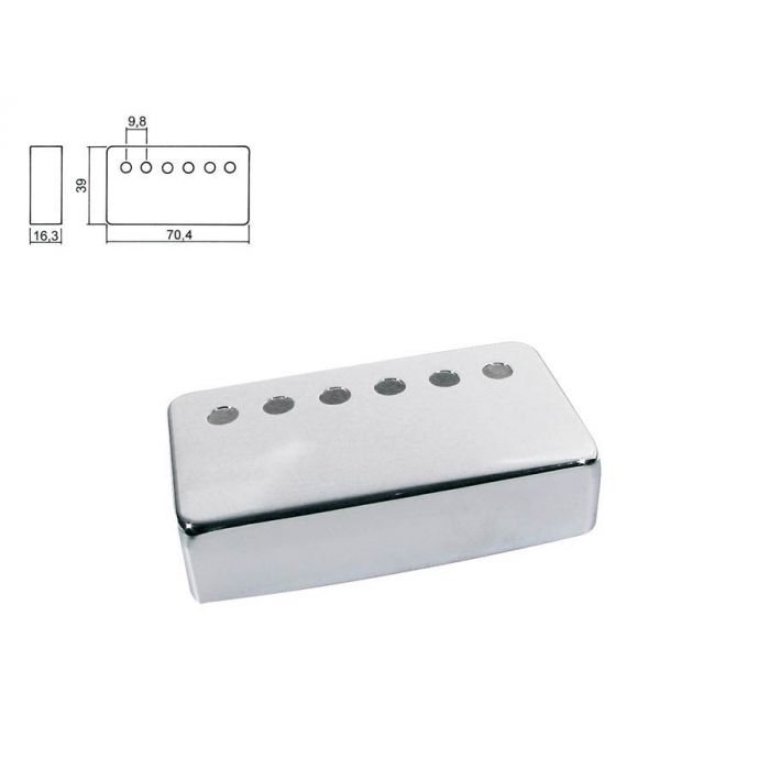 Pickup cover, humbucker, metal nickel, pitch= 9,8mm, neck position