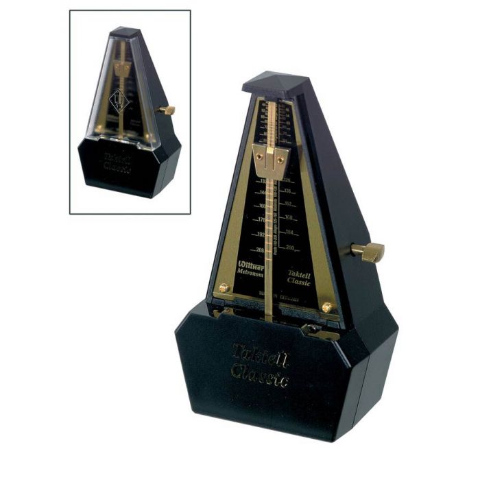 Wittner Taktell Classic metronoom, pyramide-model, kunststof, zwart/goud, zonder bel