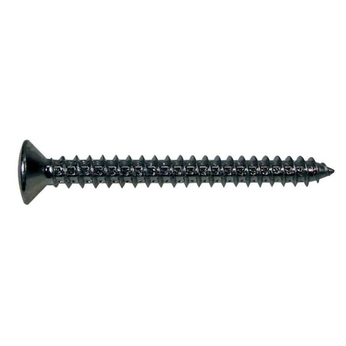 Screw, black, 4x45mm, 12pcs, oval countersunk, tapping, for neck mount