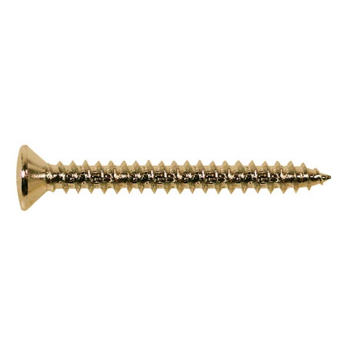 Screw, gold, 4x45mm, 12pcs, oval countersunk, tapping, for neck mount