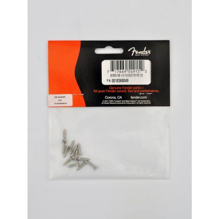 Fender Genuine Replacement Part pickguard/control plate mounting screws '50s era Tele 4 x 1/2 slotted nickel 12 pcs 
